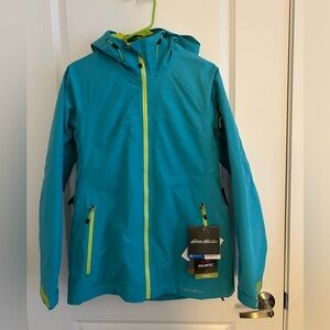 Eddie Bauer Turquoise Ski Jacket with Neon Yellow Accents